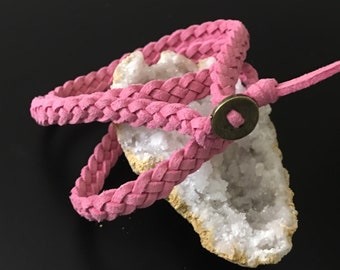 Pink Woven Diffuser Bracelet