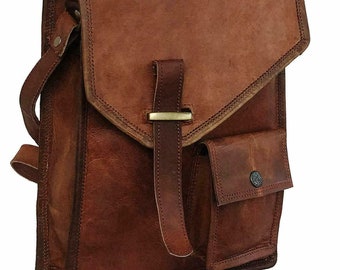 Adventure Brown Leather Knapsack