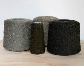 Soft Donegal Tweed – 100% Merino wool - on Cone - Shades of green (dusty)