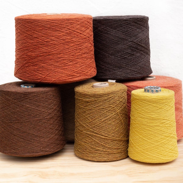 100% Lambswool Merino Lace Yarn - on Cone - Shades or gelb and braun