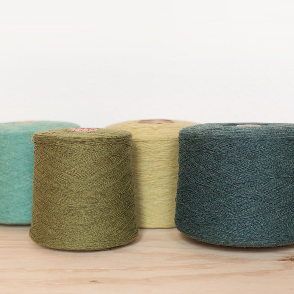 100% Lambswool Merino Lace weight Yarn – on Cone - Shades of green
