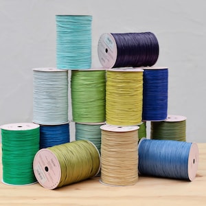 Fio de ráfia ISPIE – 100% fibra de celulose vegetal - 250 m, tons de verde e azul