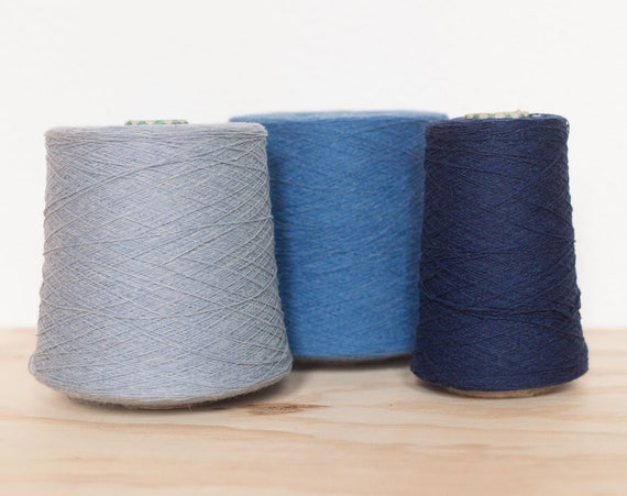 100 Lambswool Merino Lace Weight Yarn on Cone Shades of Blue