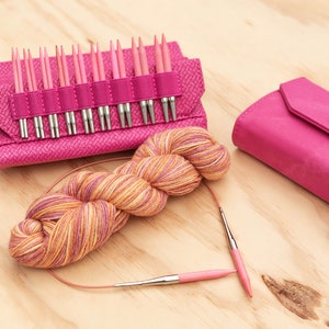 Lykke Interchangeable Circular Knitting Needle Set - Magenta and Fuxia - Short needle tips (9cm)