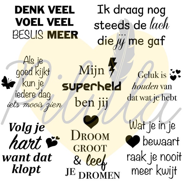 Dutch Quotes, Nederlandse uitspraken, pakket, silhoutte, cameo, jpg, svg, png, hart, liefde, bedrukken