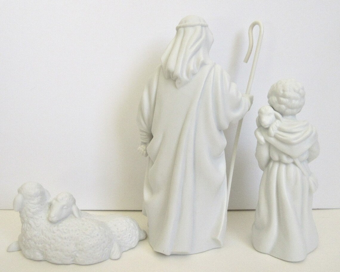 Avon Nativity Shepherd Sheep & Boy Figurine Set of 3 White | Etsy