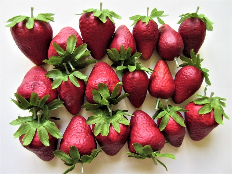 Artificial Strawberries Apples Pear 25 pc Vintage Red Fruit Etsy