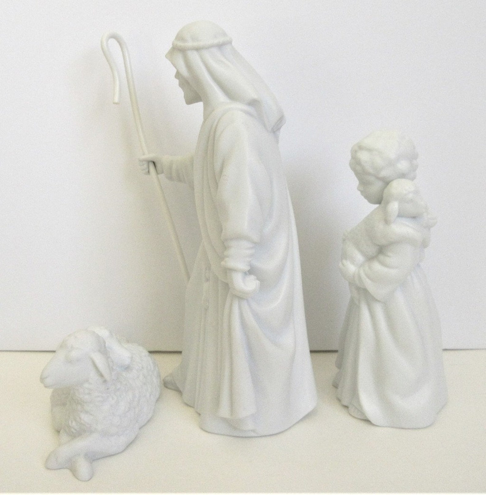 Avon Nativity Shepherd Sheep & Boy Figurine Set of 3 White | Etsy