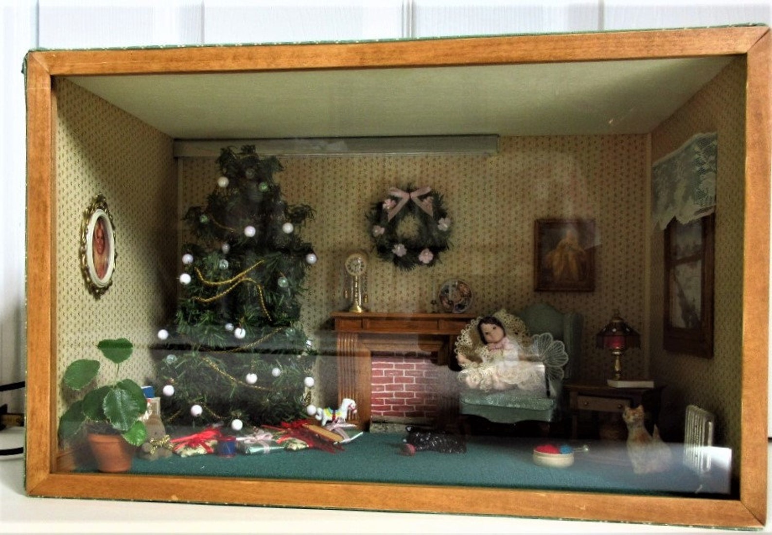 Miniature Christmas Dollhouse Room Vintage Wood Shadow Box | Etsy