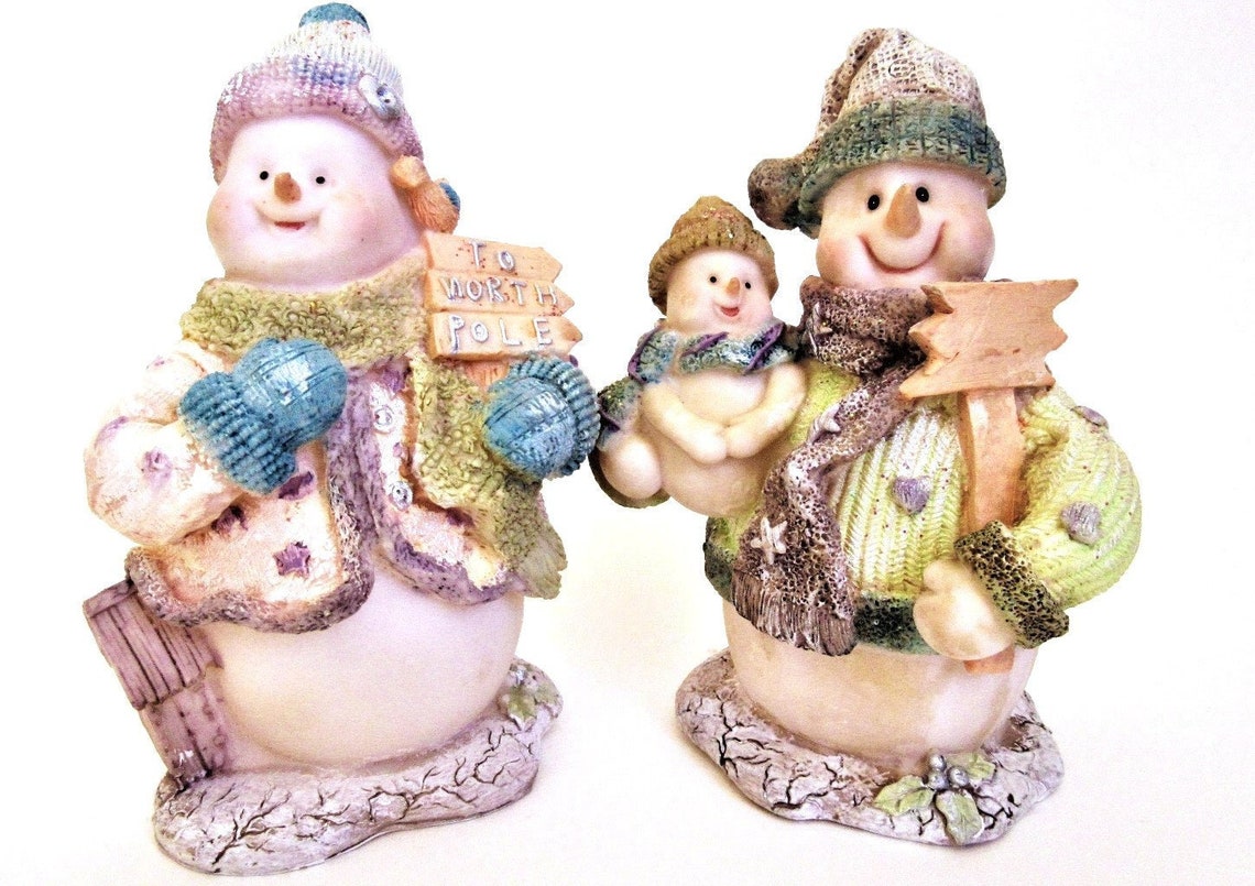 Snowman Family Figurine Set of 2 Vintage 5 1/2 Jubilee Etsy