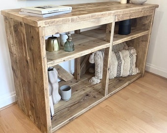 MILTON - Rustic Reclaimed Wood Console Table- Rustic TV Unit-Solid Wood Sideboard- Rustic Bookcase