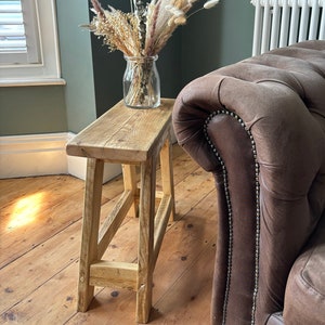Rustic Stool - Reclaimed Wood Milking Stool- Farmhouse Side Table-Vintage Wood Bedside Table- MERRYOAK