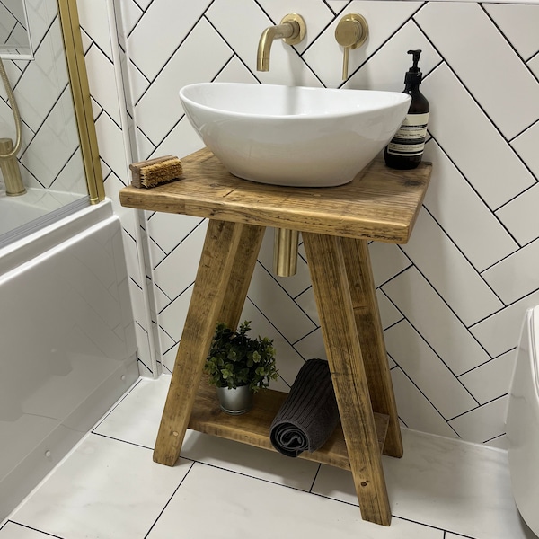 NORTHLANDS- Rustic Reclaimed Vanity Unit - Vintage Wood Bathroom Stand