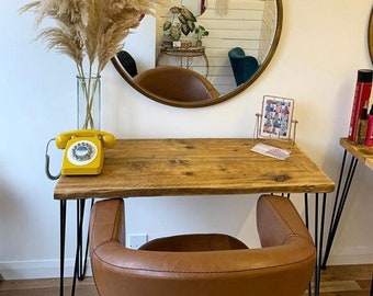 HAMPSHIRE - Rustic Desk- Made From Reclaimed Wood-Choice Of Industrial Metal Legs-For Home or Office-Work From Home-Bedroom-Office