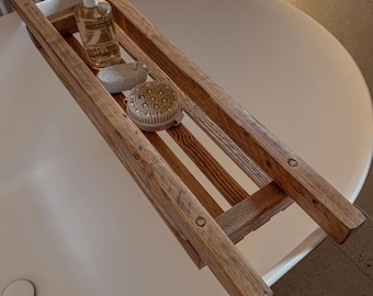 Reclaimed Wood Bath Caddy: Rustic Handmade Bath Tray - DENMEAD