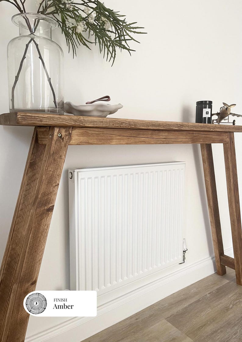 Table Baseboard Handmade Reclaimed Wood Console Table: Rustic Farmhouse Hallway Table ...