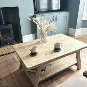 Rustic Coffee Table- Reclaimed Aged Wood Table- Farmhouse Table- Vintage Wooden Coffee Table WHITWORTH