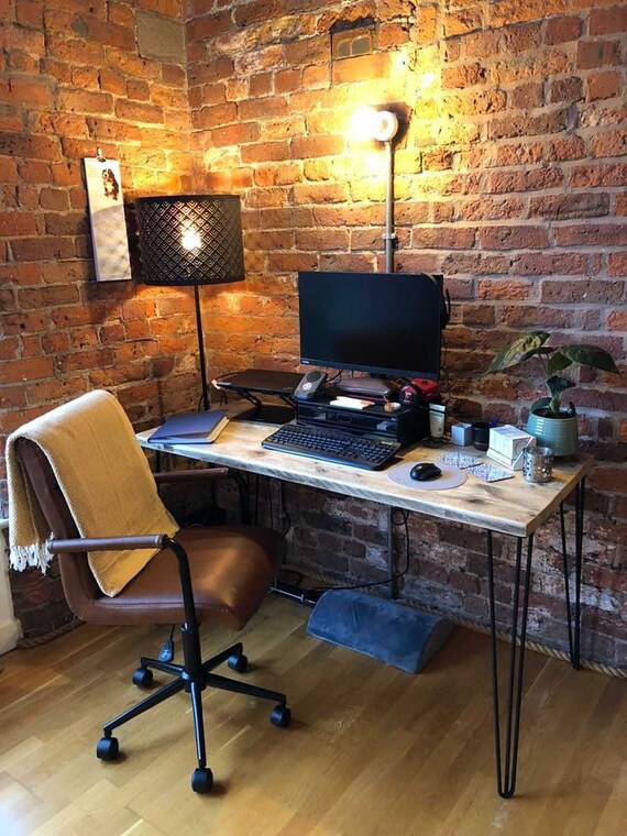 Rustic desk deals and chair