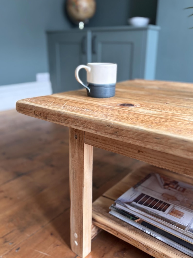Rustic Coffee Table Made From Reclaimed Wood – Farmhouse Style- NORTHAM image 2
