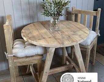 Rustic Reclaimed Wood Round Dining Table - Handmade For Indoor/Outdoor- COBBETT