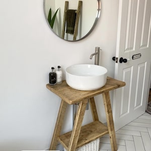Rustic Reclaimed Wood Vanity Unit - Handmade Vintage Wood Bathroom ...