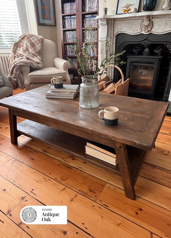 Rustic Coffee Table- Reclaimed Aged Wood Table- Farmhouse Table- Vintage Wooden Coffee Table GLENFIELD