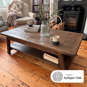 Rustic Coffee Table- Reclaimed Aged Wood Table- Farmhouse Table- Vintage Wooden Coffee Table GLENFIELD