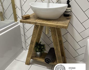 Rustic Reclaimed Wood Vanity Unit - Handmade Vintage Wood Bathroom Stand- Reclaimed Wood Washstand- NORTHLANDS