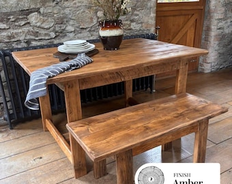Rustic Dining Table- Handmade Reclaimed Wood Dining Table: Rustic Farmhouse- DAWLISH