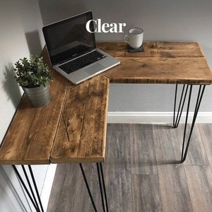 VICTORIA Rustic Corner Desk Made From Reclaimed Wood-With Industrial Metal Legs-For Home or Office image 5