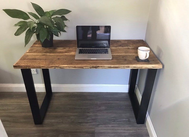 Morgan Modern Rustic Reclaimed Scaffold Board Desk With Steel Industrial Legs