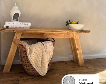 Handmade Reclaimed Wood Rustic Bench - Narrow Hall or Garden- BURRIDGE