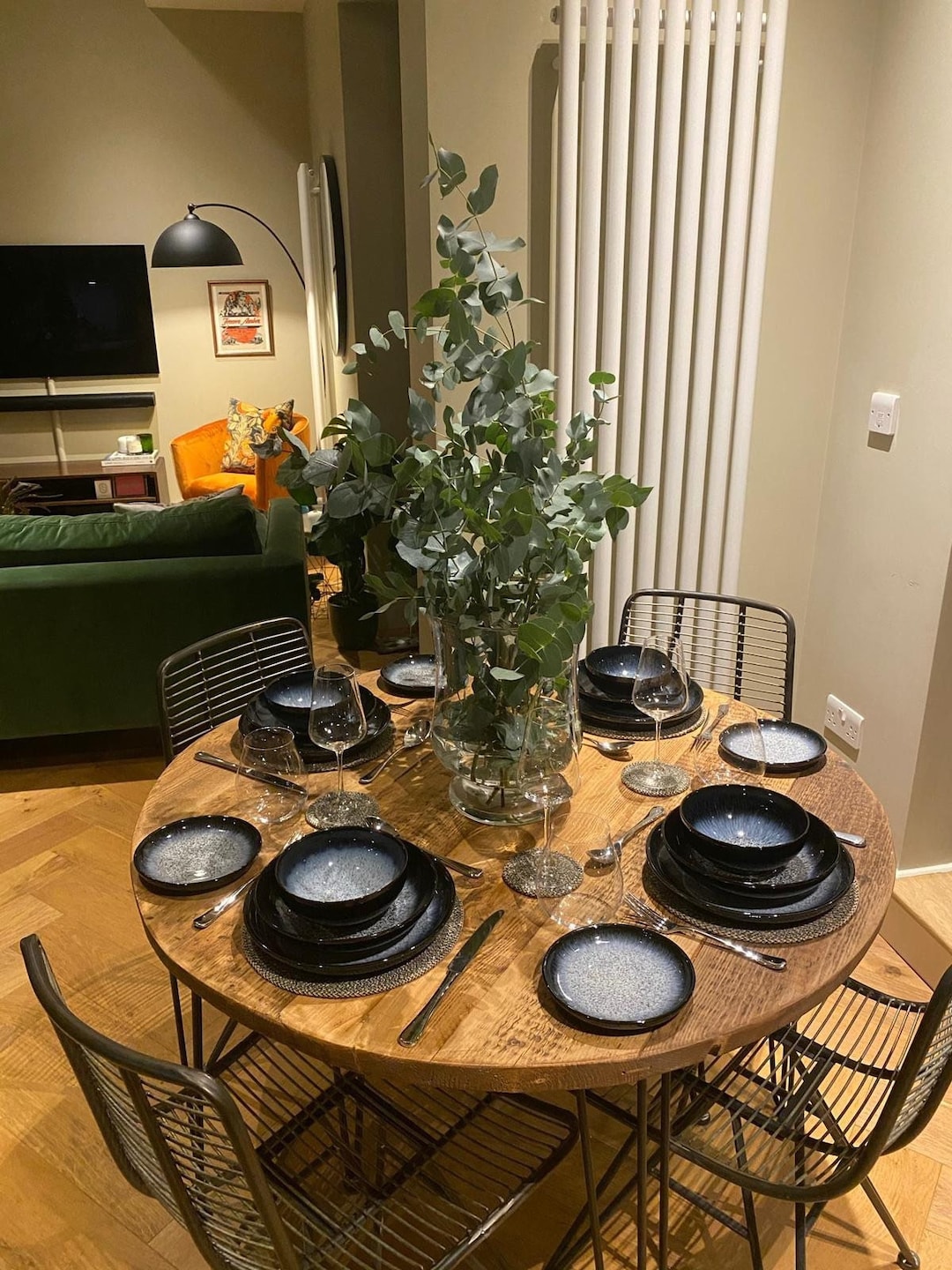 Rustic Reclaimed Wood Dining Table: Round Industrial Legs- ALFIE