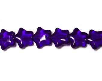 12mm Czech Pressed Glass Star Beads in Transparent Cobalt, Sold by the Single Strand or 6 Strands for the Price of 5!