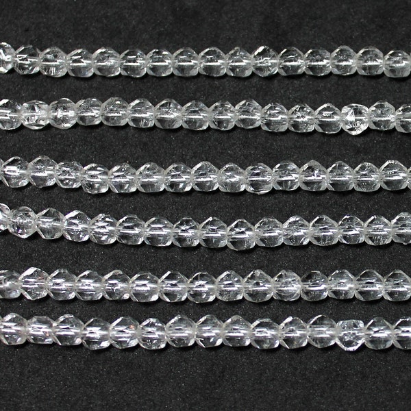 4.5mm Vintage Czech English Cut Beads in Crystal, Sold by the Single Strand or 6 Strands for the Price of 5!