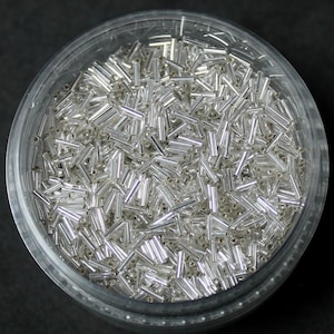 Silver Lined Czech Micro Bugles, 4mm in Length, Sold by the Single tube or 6 tubes for the price of 5!