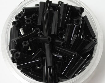 Vintage 12mm Venetian Bugle Beads in Opaque Black, Sold by the Ounce or  6 Ounces for the Price of 5!