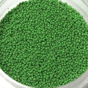 Vintage 18/0 Italian Micro Seed Beads in Opaque Green, Sold by the 15 gram tube