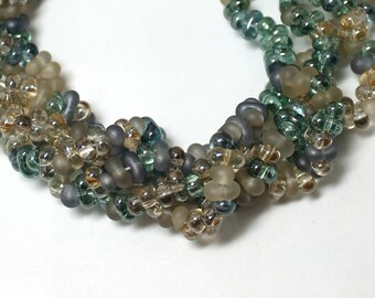 strand Transparent Teal Farfelles Beads Czech Seed Beads Qty 20 in 4x2mm Peanut Seed Beads