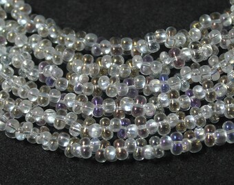 strand Transparent Teal Farfelles Beads Czech Seed Beads Qty 20 in 4x2mm Peanut Seed Beads