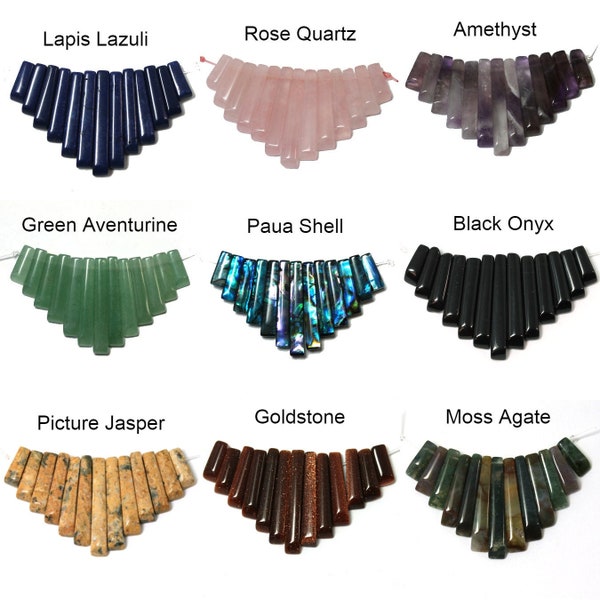 Graduated 13 Piece Semi-Precious Stone Fans, 16 Choices, 1 Fan per Purchase