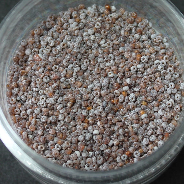 Vintage 16/0 Italian Micro Seed Beads in TR Smoke Topaz, Dark Topaz Mix with Powder Coating, Sold by the Single Tube or 6 Tubes