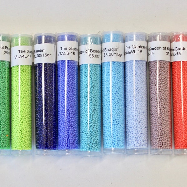 Vintage Czech 15/0 Seed Beads, 14 Colors To Choose From, Sold by 15 Gram Tube
