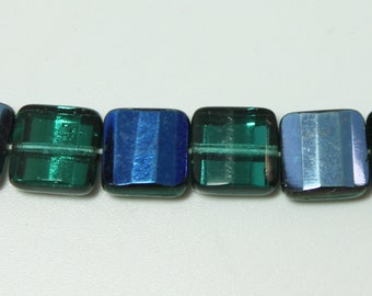 8x8mm Czech Square Fire Polish Beads in Apollo Sold by the 25 Piece Strand or 6 Strands for the Price of 5!