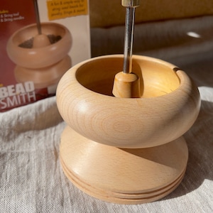 Wooden Bead Spinner With Needle, Large Sized, Bead Stringing Tool, Spin & String, by Beadsmith