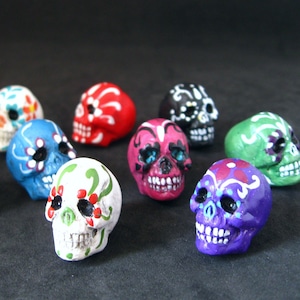 22mm Hand Painted Peruvian Ceramic Sugar Skull Beads, Choose From 9 Colors, 10 pieces per strand