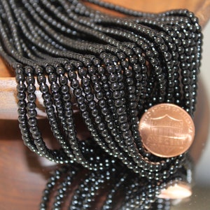 3mm Czech Round  Glass Beads in Jet Black, Sold By The Mass 1,200 pieces (12 strands)