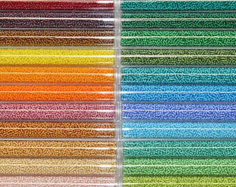 Lot De Micro Perles De Rocaille Anciennes - Bleu Pâle & Rose Métallisé, Pour Création