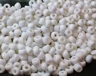 Size 5/0 Vintage French, Opaque White Seed Beads, 250 grams