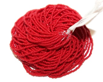 16/0 Czech Seed Beads in Opaque Dark Red, Sold by the Single Hank
